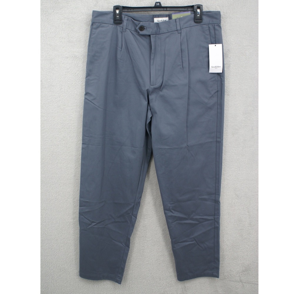 Goodfellow & Co Mens Pleated Trouser Pants Blue Gray Slim Tapered 36x30 NWT